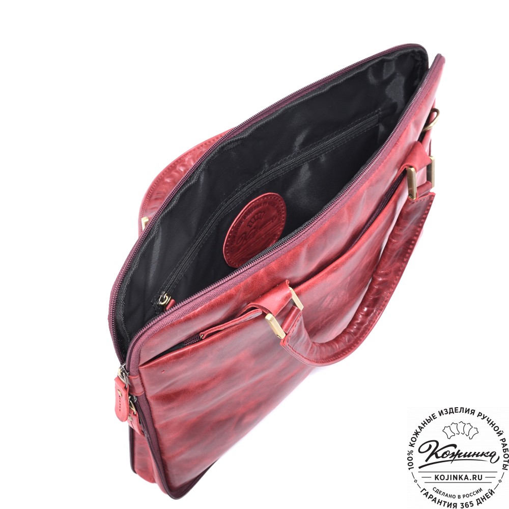 Кожаная деловая сумка "Ральф" (бордо антик) 